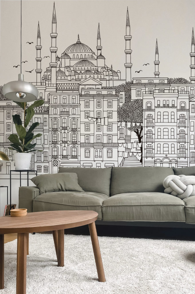 Papier peint Istanbul en noir et blanc