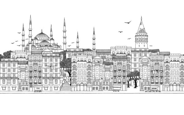 Papel pintado blanco y negro de Estambul