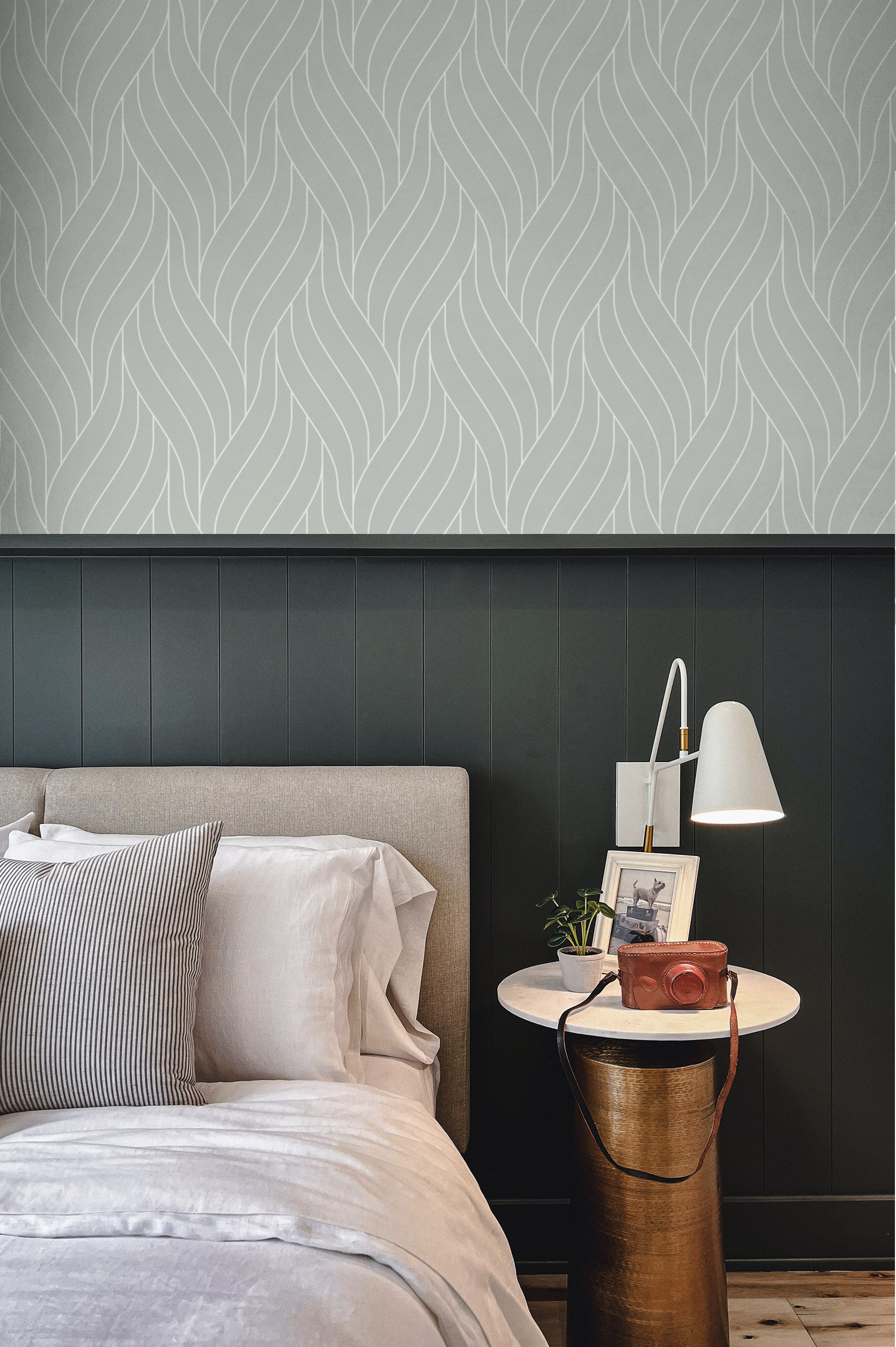 Papier peint lignes entrelacées ambiance art déco