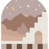 Wallpaper N271 geometric headboard night desert brown tones pattern