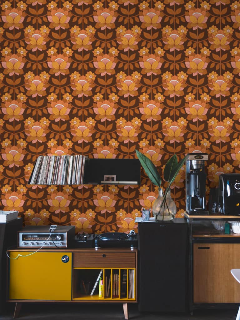 Nº276 : Papier Peint - 70'S : ambiance déco vintage de couleur orangée