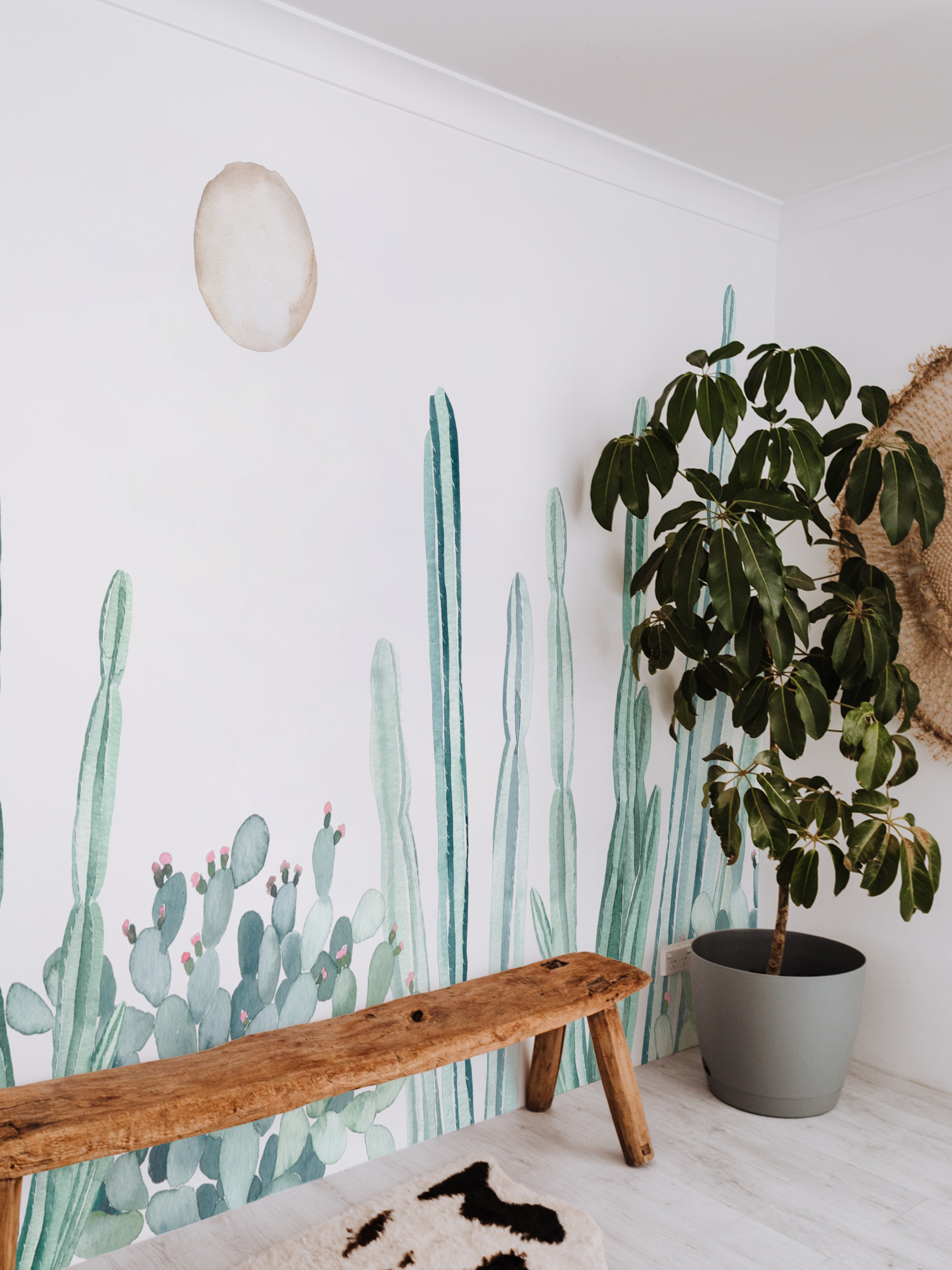 Panoramic watercolor cactus public space wallpaper n285 Panoramic watercolor cactus public space wallpaper n285