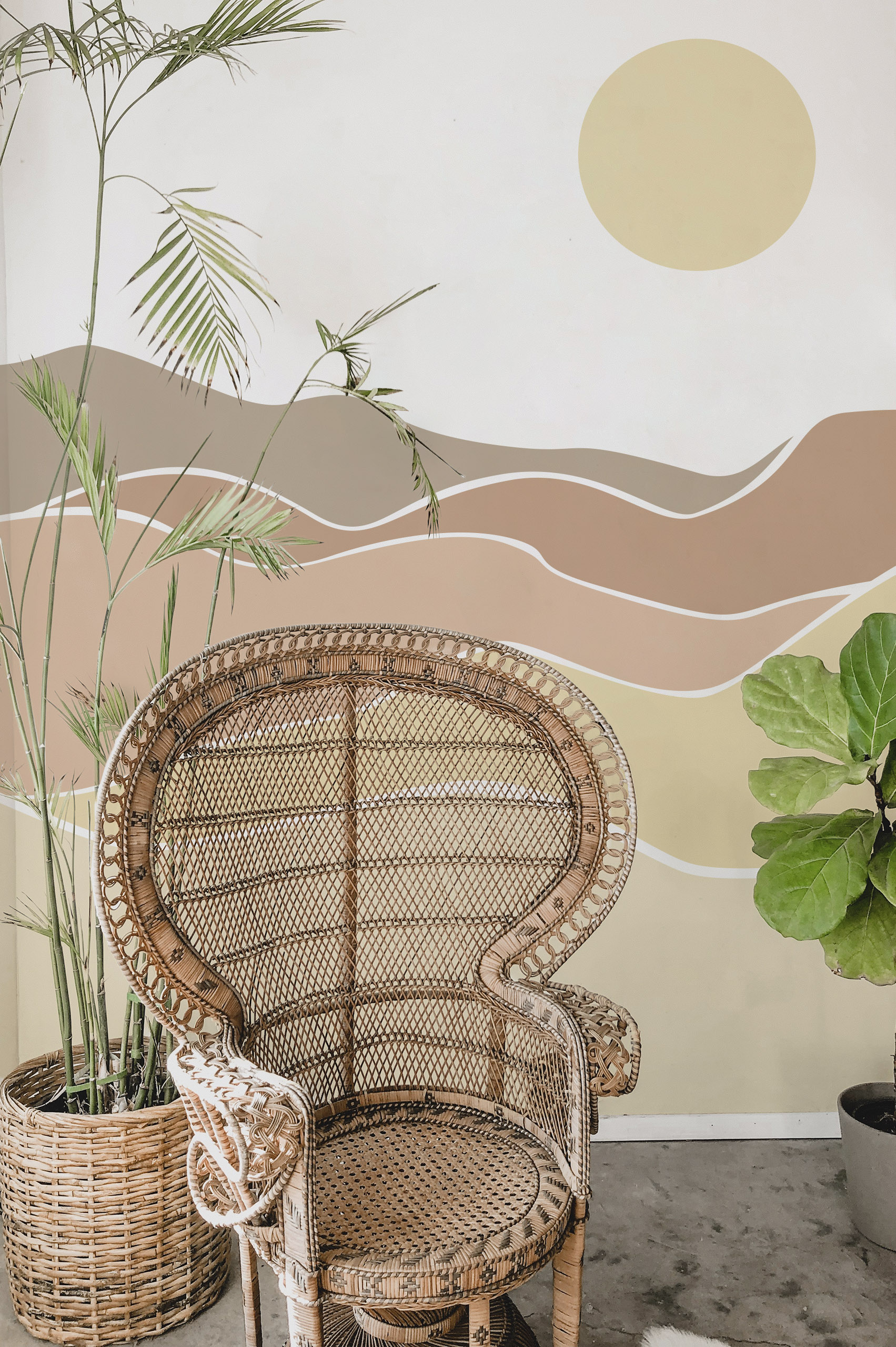 N287-2 Living Room Wallpaper Sepia Twilight Nature Sun