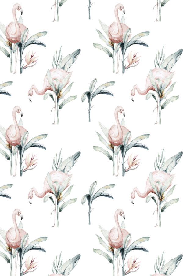 motif papier peint flamant rose animaux nature