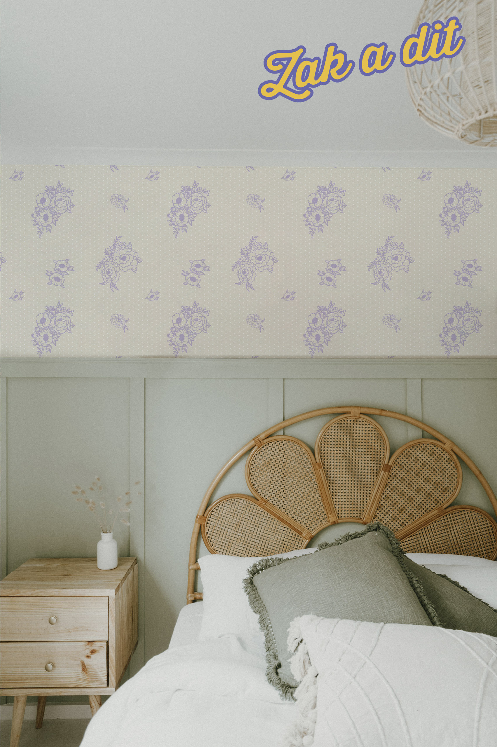 papier peint n298 fleurs sur fond à petit pois zak chambre