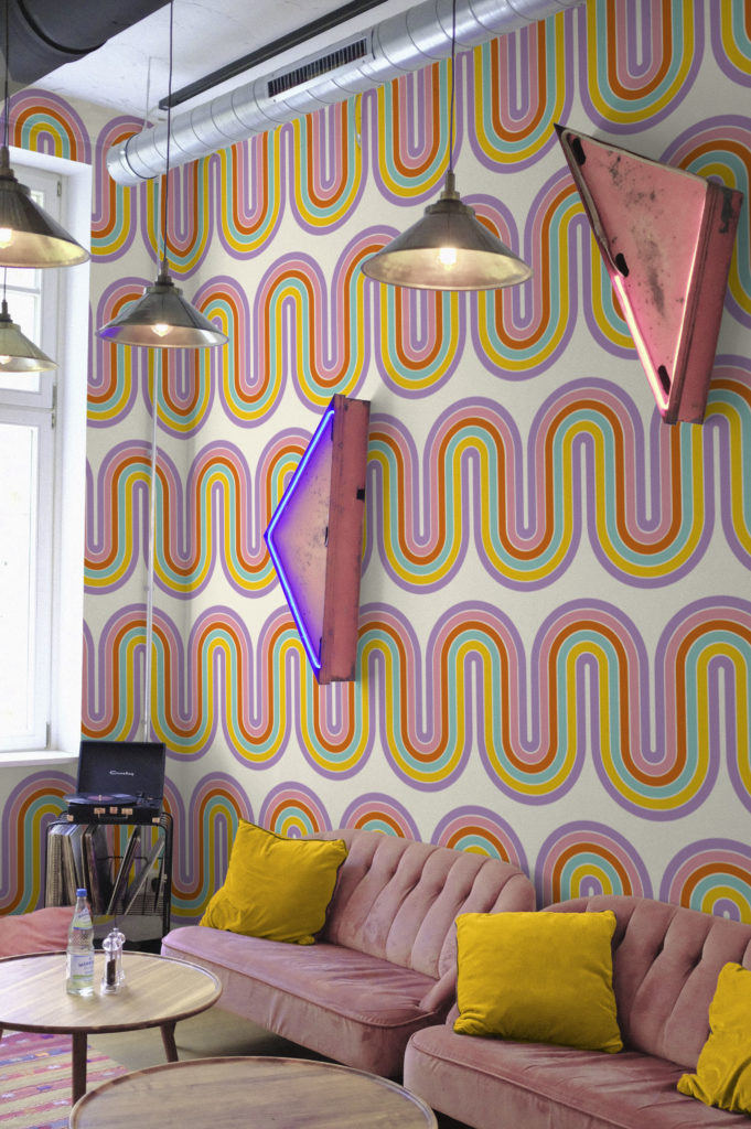 papier peint n321 lignes graphiques multicolores espaces publics