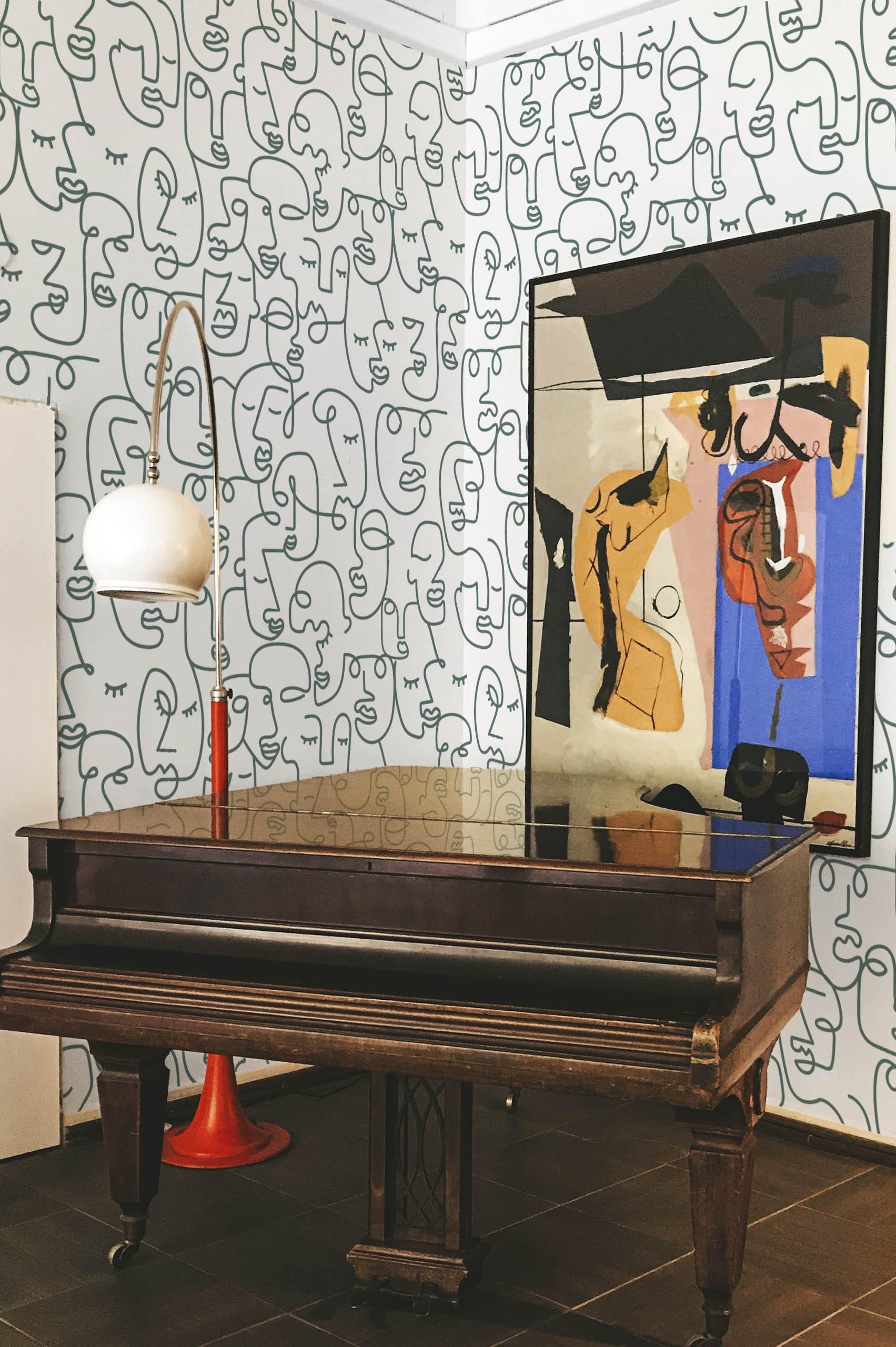 papier peint n347 visages sans bornes vert salon