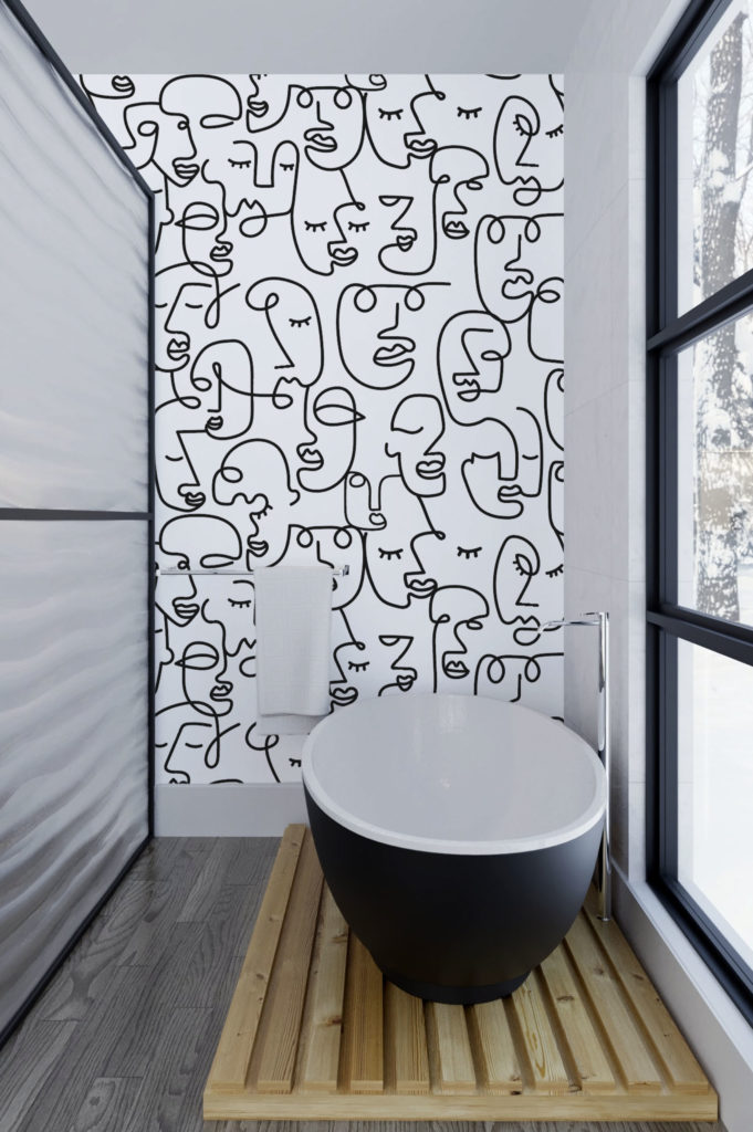 Papier peint abstrait noir et blanc