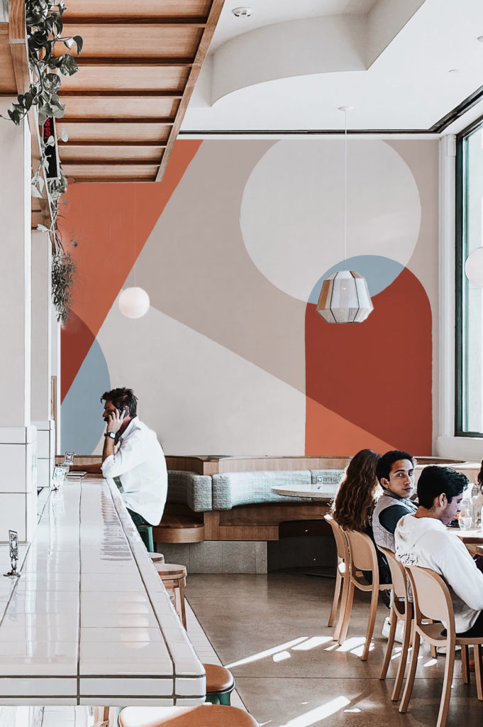 papier peint n349 formes asymétriques colorées terracotta espace public