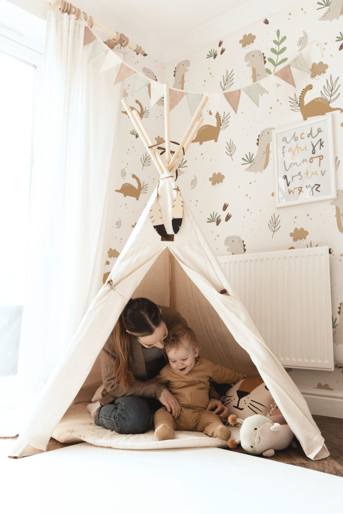 papier peint n337 dinosaure beige chambre bébé