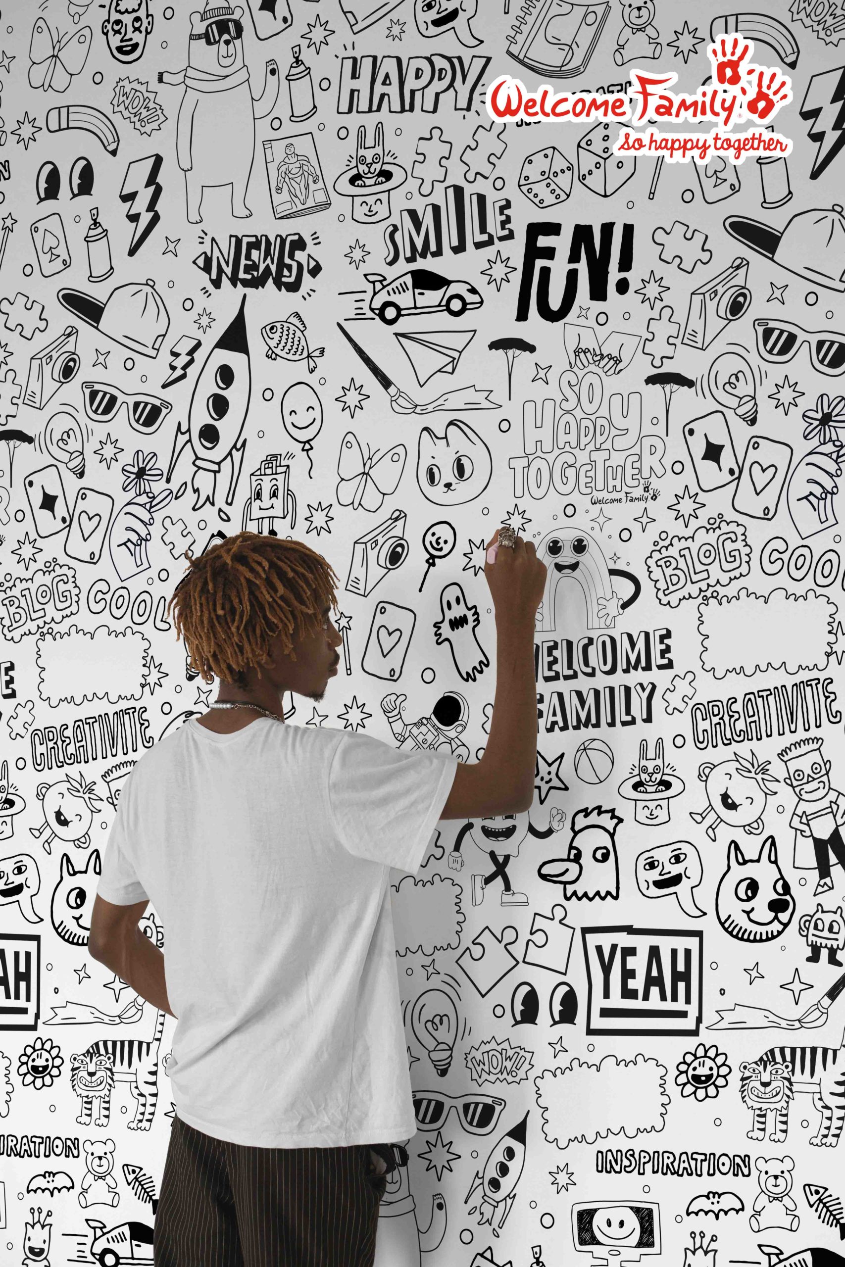 papier peint n345 à colorier noir et blanc salon