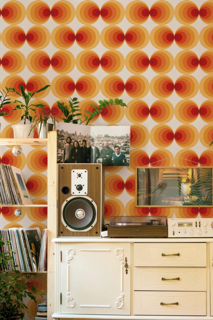 assortiment retro chic papier peint orange