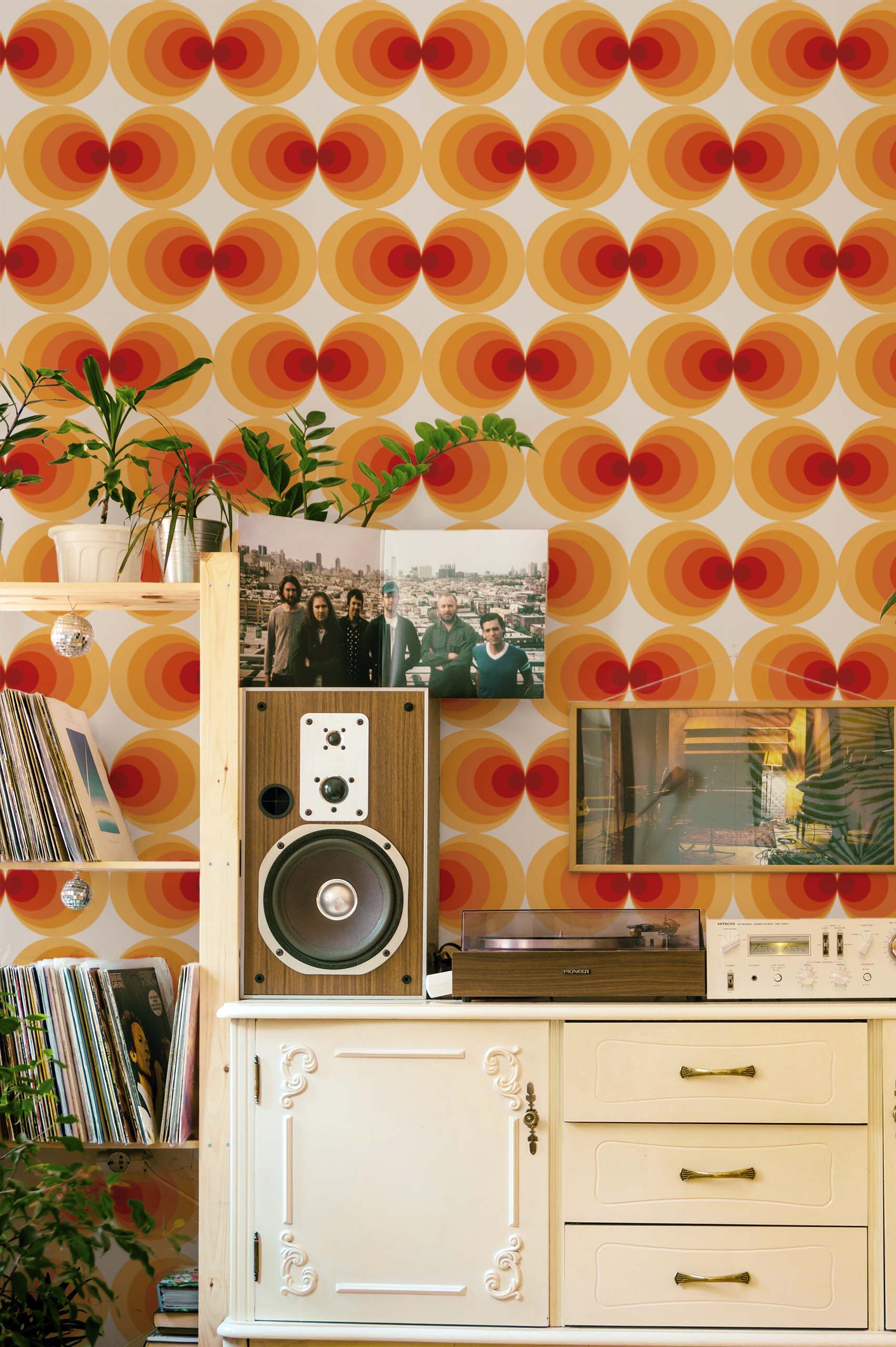 assortiment retro chic papier peint orange