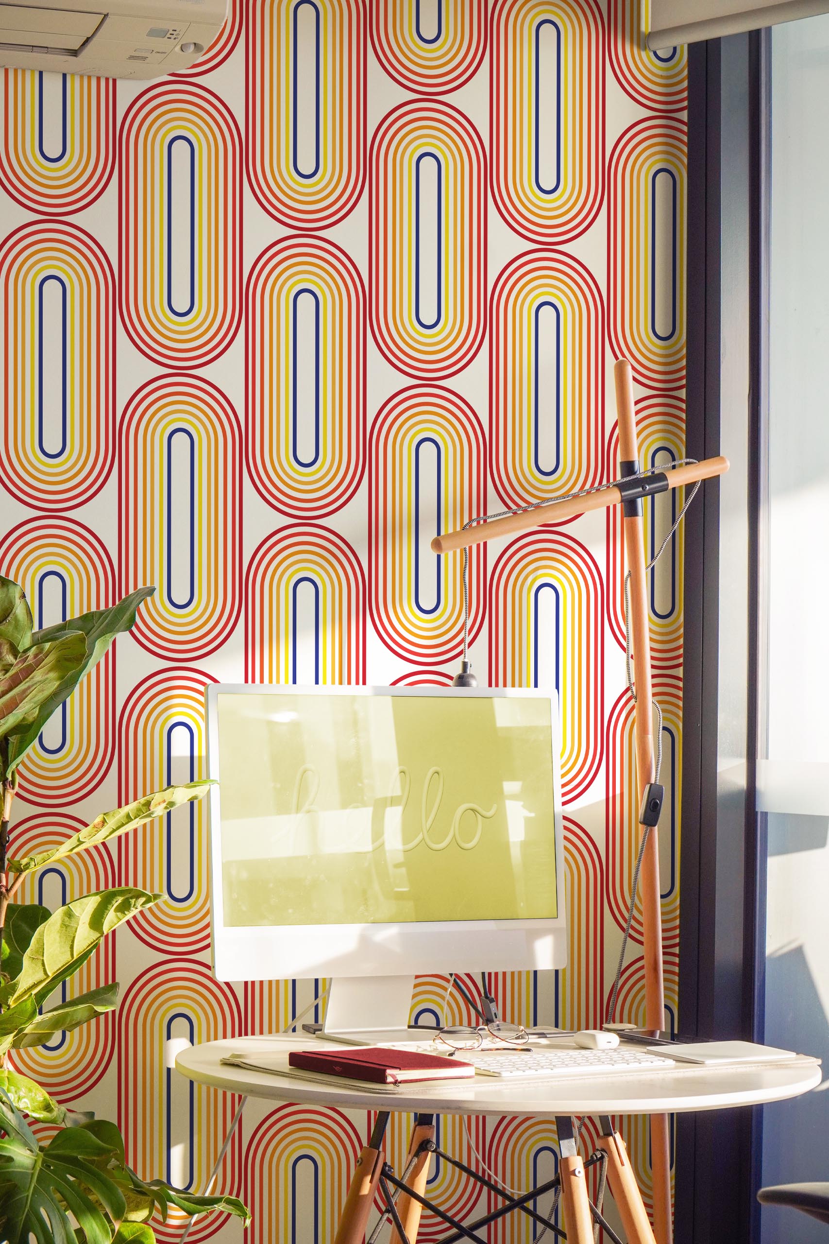 papier peint ovale retro n417 multicolore rétro bureau