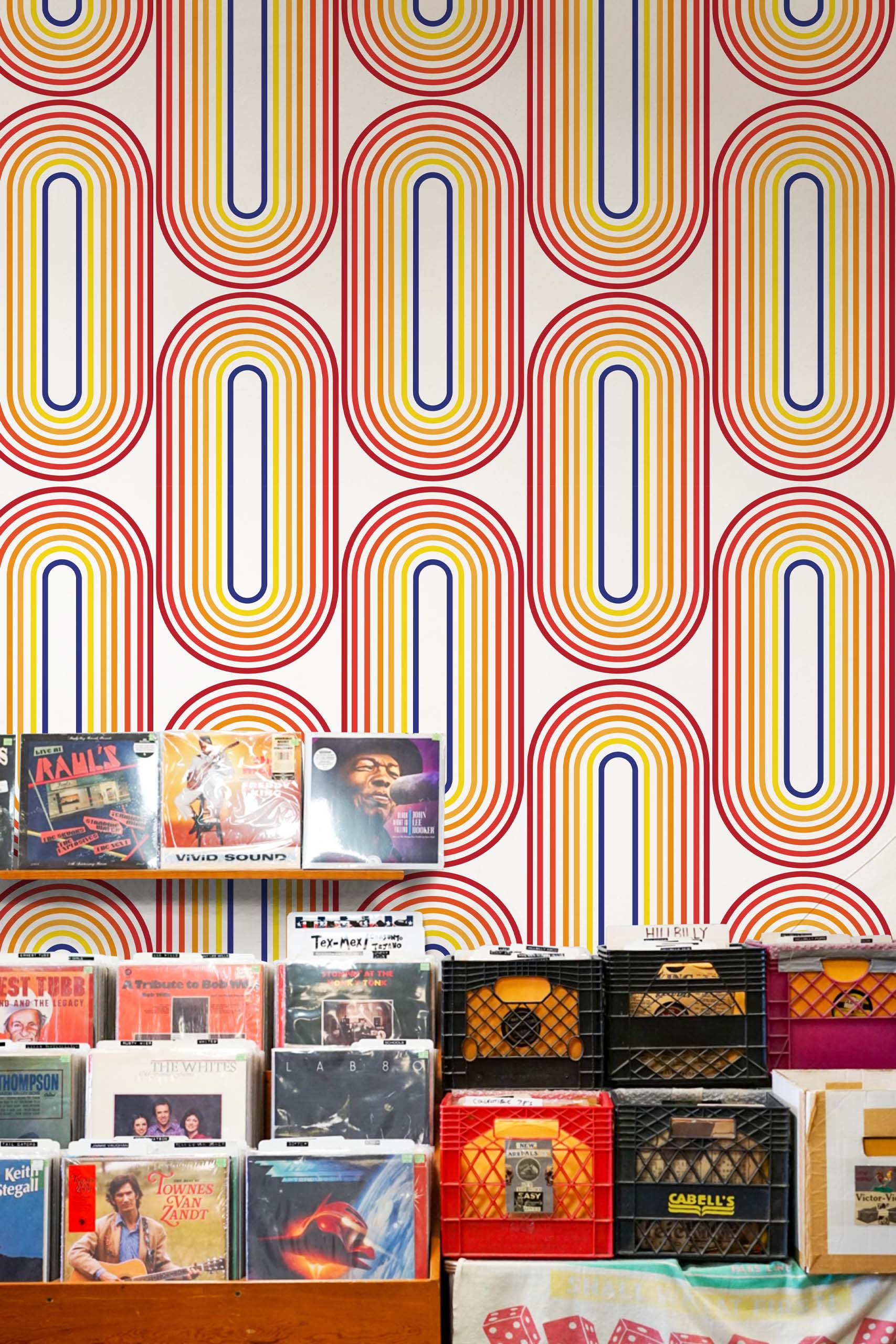 papier peint ovale retro n417 multicolore rétro espace public