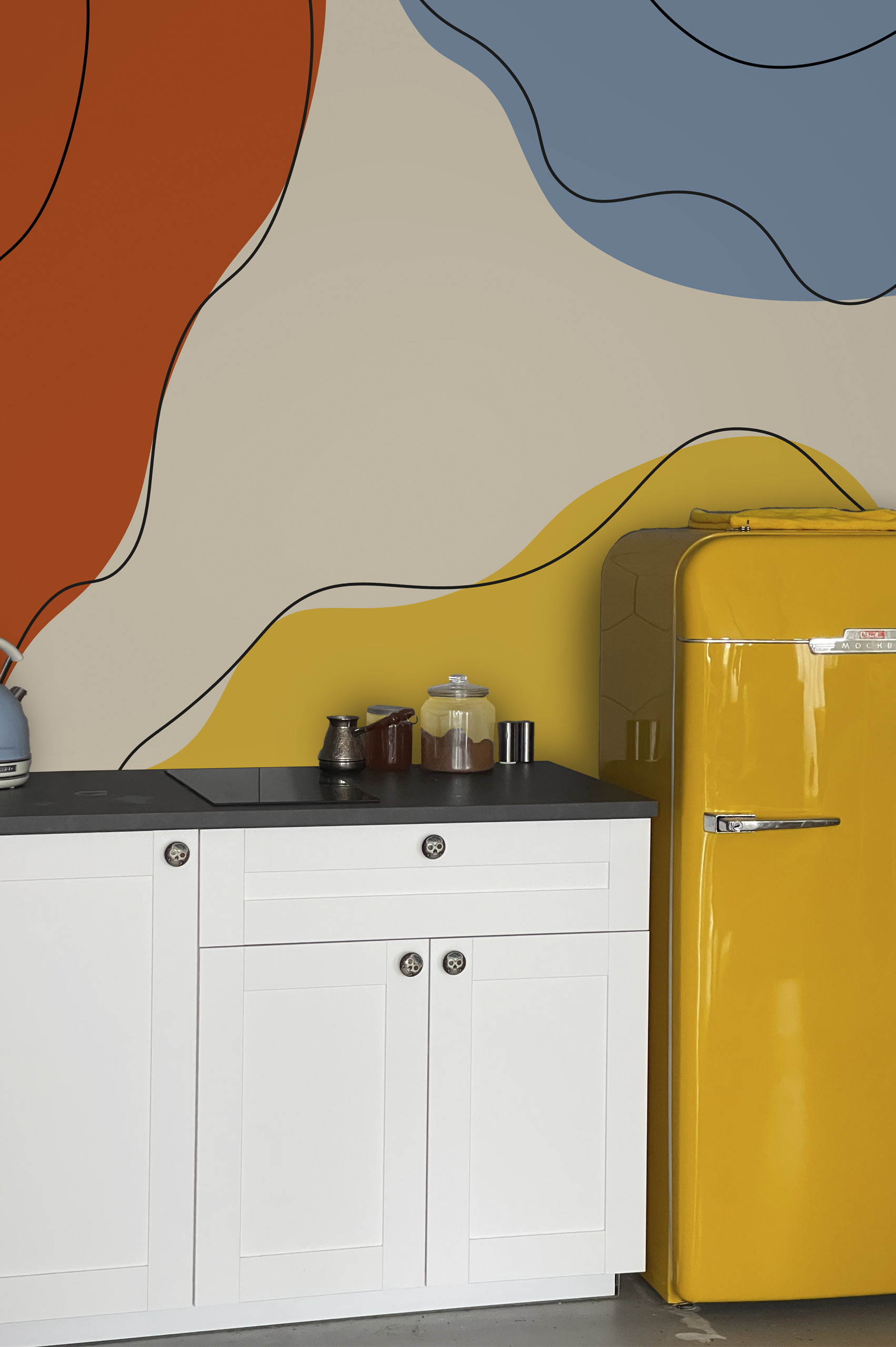 Papier peint panoramique formes douces tendance n425 cuisine