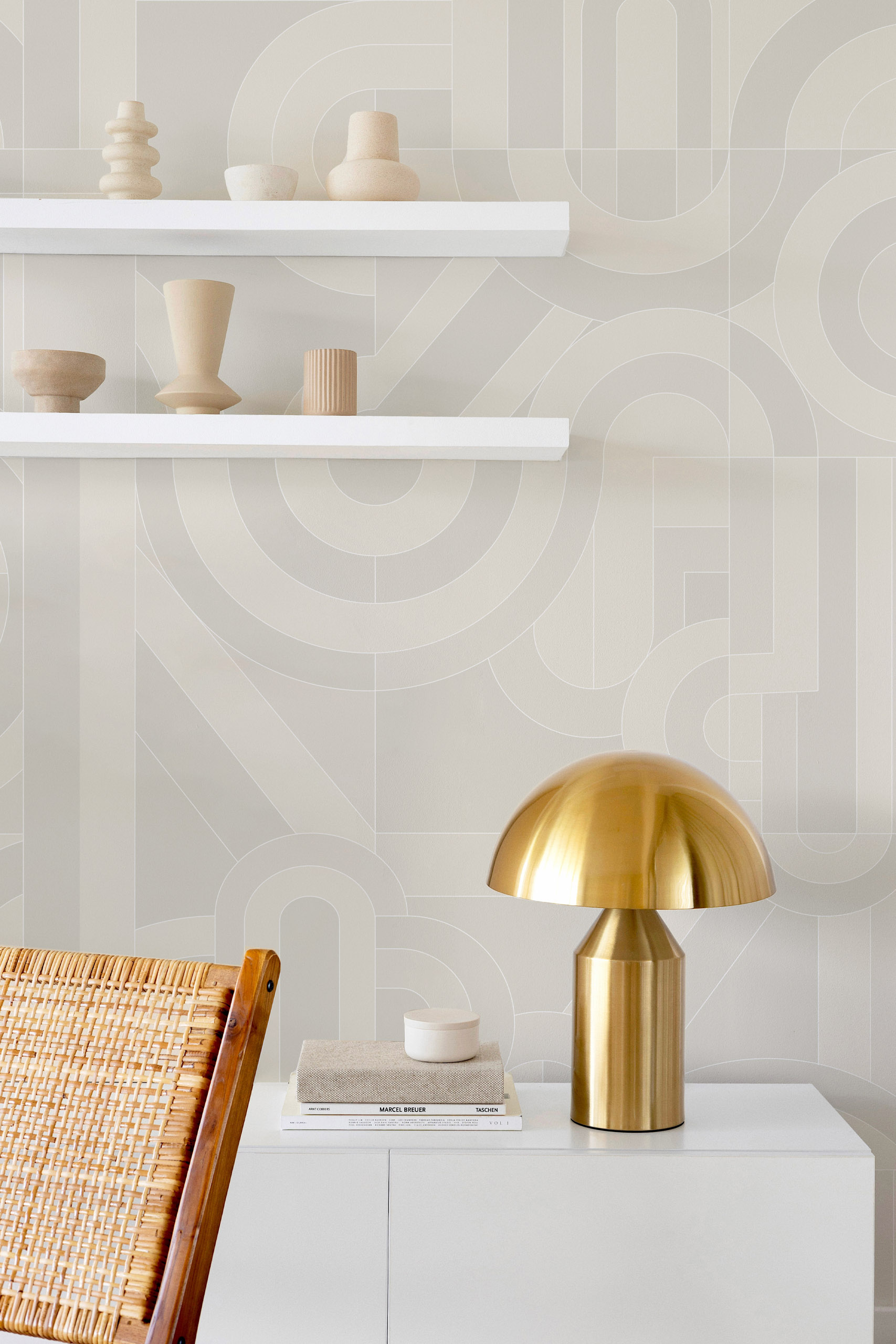 papier peint géométrique courbure n424 chambre