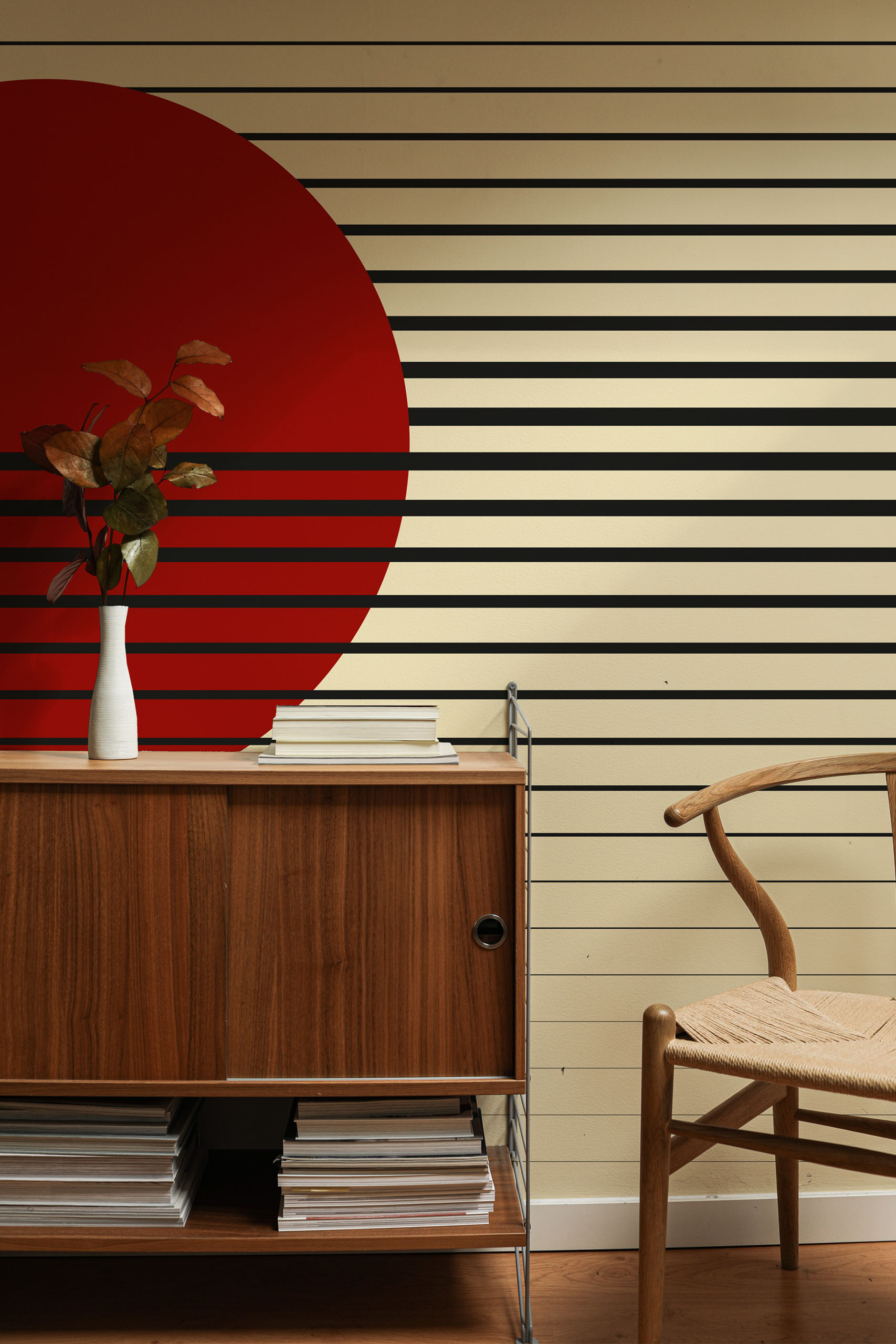 papier peint N422 élégance nippone géométrique panoramique salon