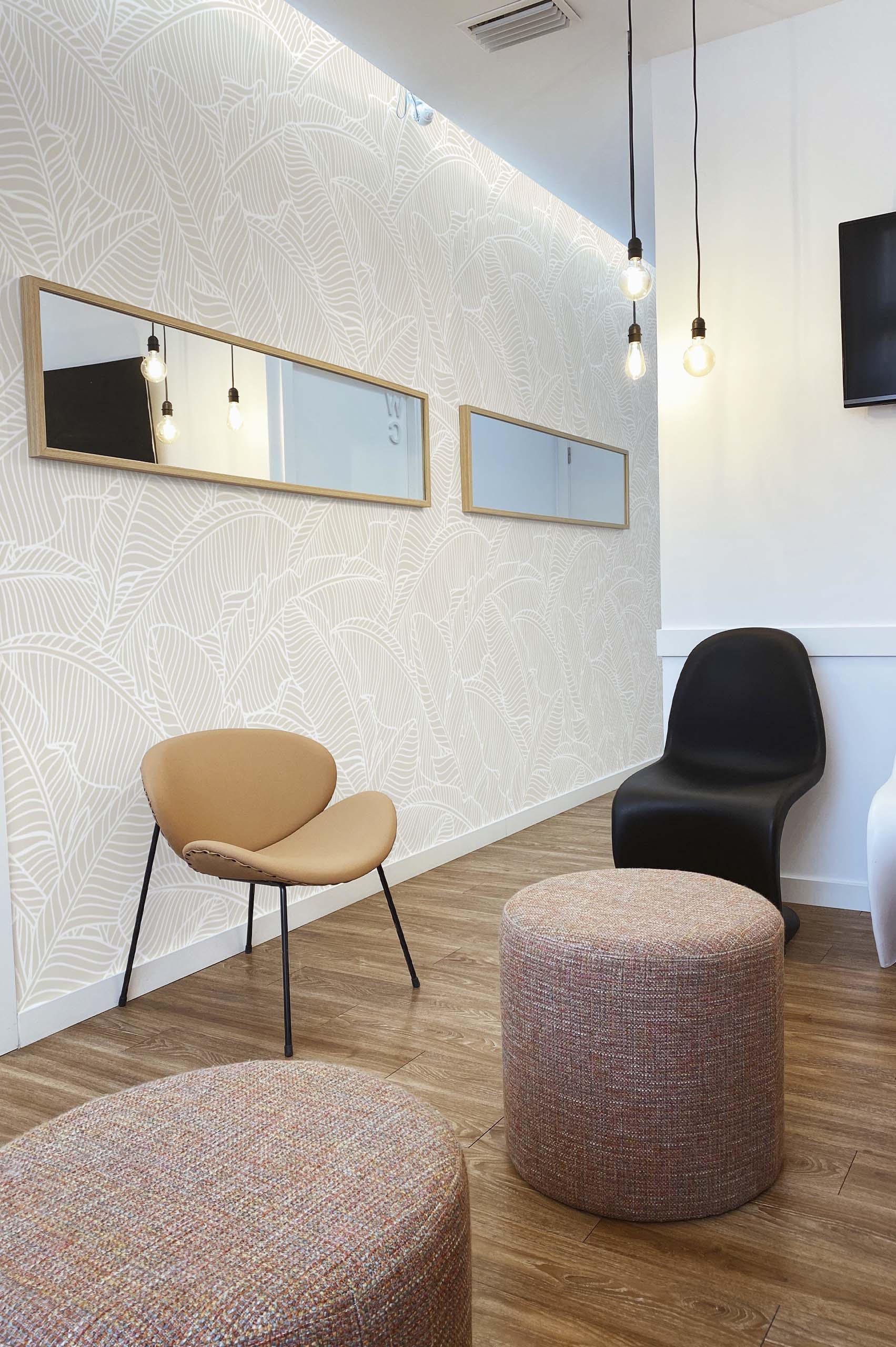 salon beige papier peint Jungle de Bananier Chic végétal