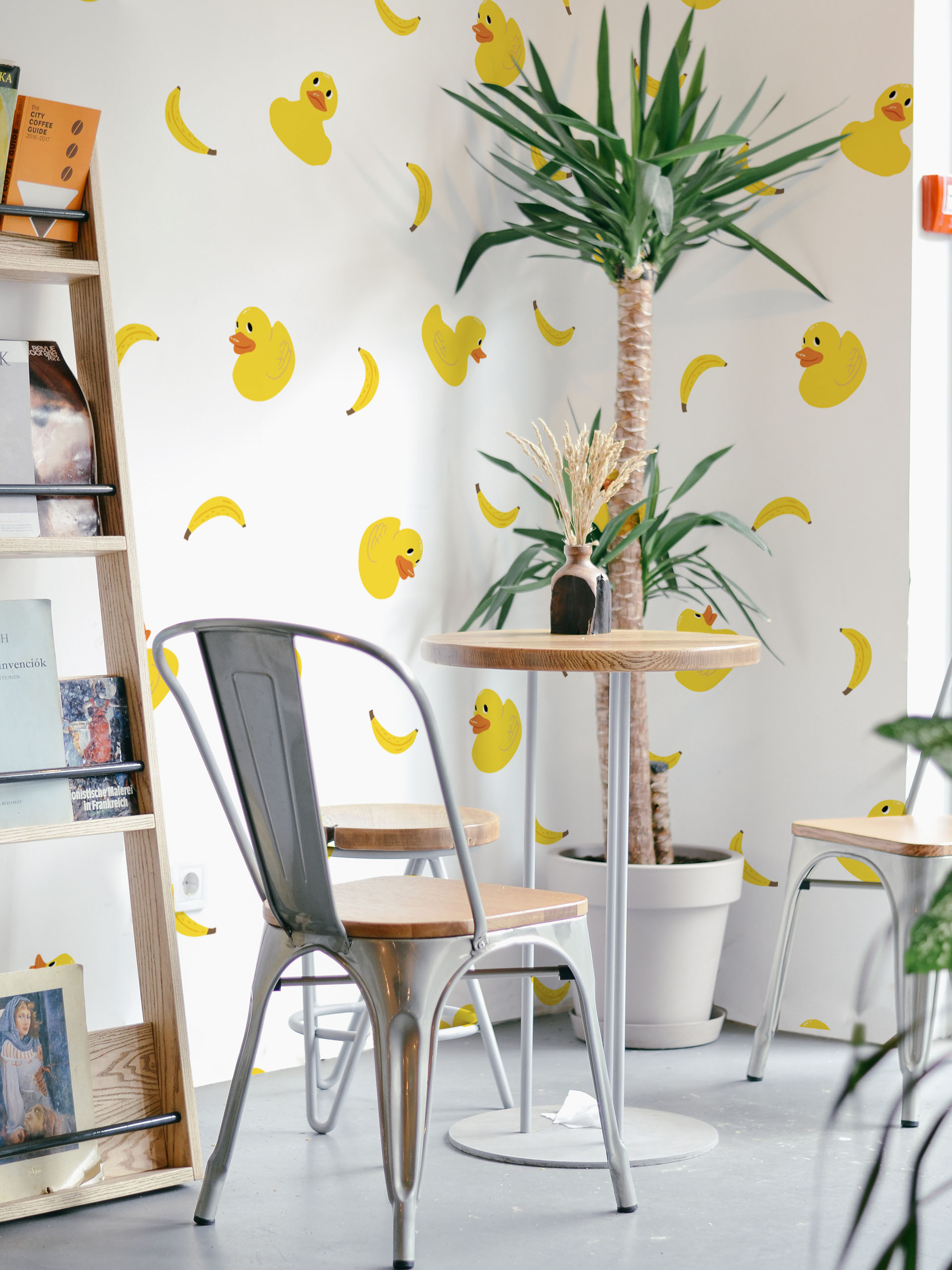 papier peint canards jaune