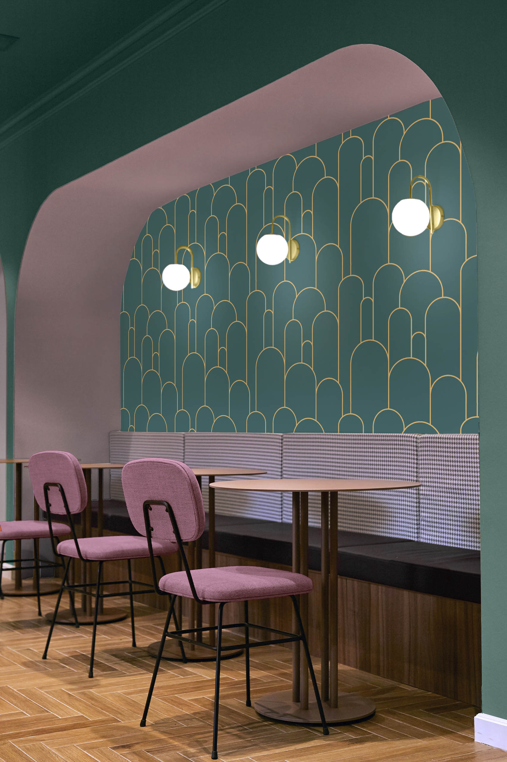 espace public vert papier peint colonnes de la lena géométrique art déco