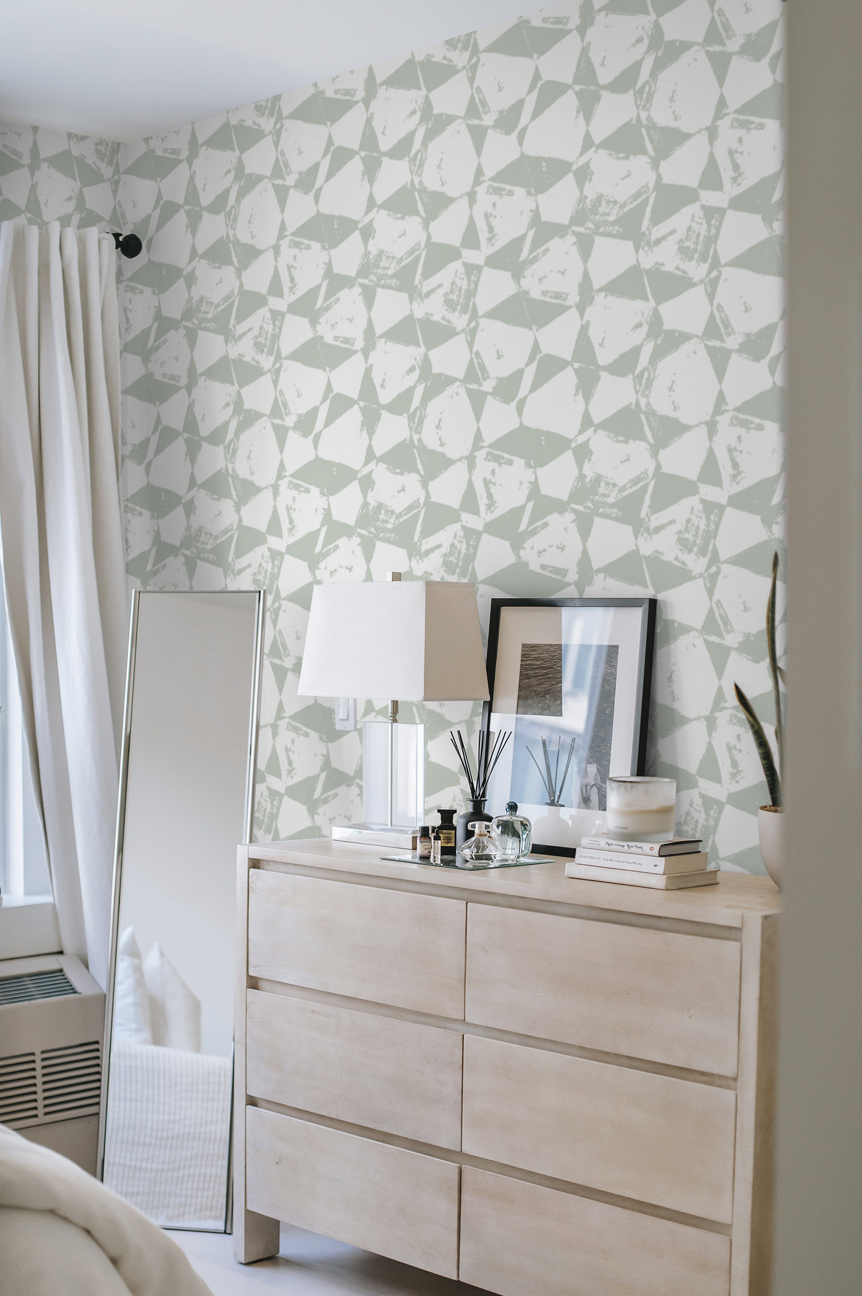 chambre vert papier peint peinture abstraite panoramique