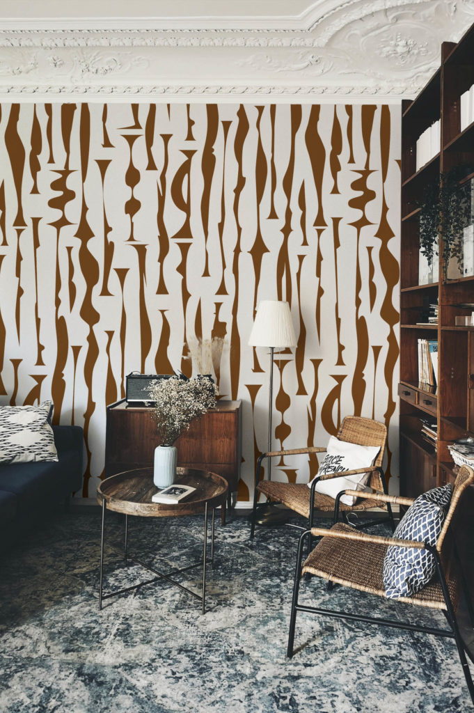 papier peint totems contemporains terracottaa salon