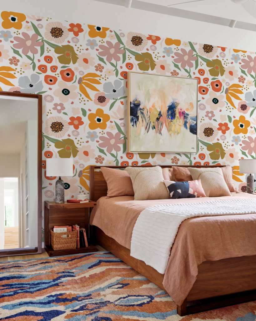 N°607 : Papier peint - Éclat de Pétales chambre blanc