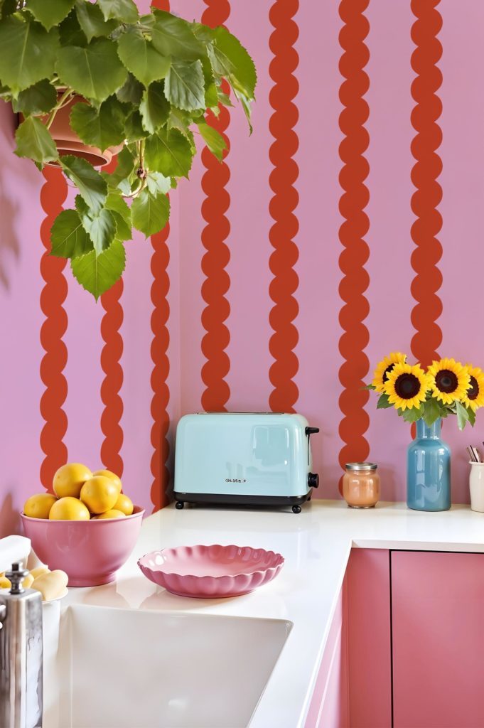 N°736 : Wallpaper - Camaïeu Gourmet Braids in Pink / Red